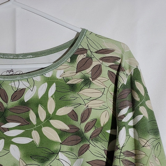 Carroll Reed Green Leaf/Fern 3/4 Sleeve Cotton Shirt - Size XLarge - Picture 3 of 13